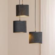 Hanglamp Jari stoffen kap 3-lamps rond zwart-goud