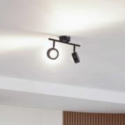 Lindby spot Jyla, zwart, lens, 4.200 K, 2-lamps, GX53