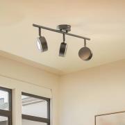 Lindby spot Jyla, zwart, 4.000 K, 3-lamps, GX53