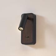 Lindby LED wandlamp Tallis, zwart, USB-C, beweegbaar