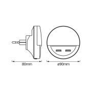 OSRAM LED-stopcontactnachtlampje LUNETTA USB, wit, Ø 9 cm