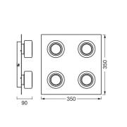 OSRAM LED plafondlamp ORBIS FLAME, zwart, 4-lamps, CCT IP44