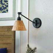 Wandlamp Arti, zwart/naturel, rotan, staal
