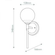 Wandlamp Benno 1 zwart-brons, wit, staal, glas IP44 G9