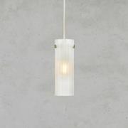 Hanglamp Tibia, stekker, wit/nikkelkleurig, Ø 7 cm