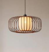 Lindby hanglamp Davella, Ø 50 cm, bamboe, textiel