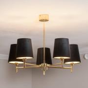 Euluna kroonluchter Nita, zwart/goud, 5-lamps