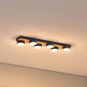 Envostar Laurent plafondlamp met hout 6-lamps