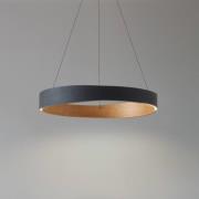 Lucande LED hanglamp Daelor, zwart, aluminium/hout, CCT, Ø70cm