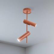 Plafondspot Leda 2, baksteenrood, 2-lamps, hoogte 55 cm
