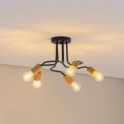 Envostar Joiy deck 5-lamps verdeeld zwart/hout