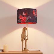 Lindby tafellamp Marula, goud, bloemenprint, textiel, E27