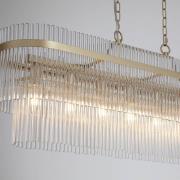 Hanglamp Lara, lengte 98 cm, goudkleurig/helder, glas/metaal