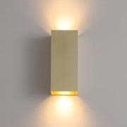 Wandlamp London Square, goudkleurig, hoogte 15 cm, 2-lamps.