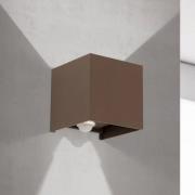 LED buiten wandlamp Cube-S, corten, metaal, sensor