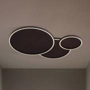 Lucande LED plafondlamp Orven, zwart/hout, 80 cm, dimbaar