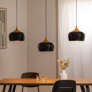 Hanglamp Berceste, zwart, 3-lamps, lengte 140 cm