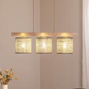 Hanglamp Forest, 3-lamps, hout licht, jute grijs