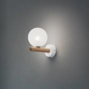 Wandlamp Estera, wit/houtkleur, glas, G9