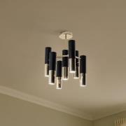 Plafondlamp Orino, zwart/goud, metaal, 7-lamps, GU10