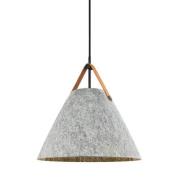 Hanglamp Strap, lichtgrijs, Ø 36 cm, metaal/leer