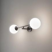Wandlamp Linear, zwart/opaal, 2-lamps
