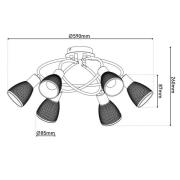 Plafondlamp Lindita, 6-lamps, glas, rookgrijs, E14
