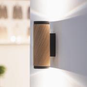 Wandlamp Bolivia, eiken/zwart, hoogte 18 cm, GU10