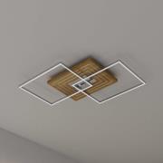 LED plafondlamp Inka L, lengte 75 cm, licht hout, dimbaar