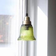 PR Home hanglamp Emmi, groen/messing, glas, stekker, E27