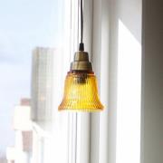 PR Home hanglamp Emmi, amber/messing, glas, stekker, E27
