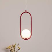 Hanglamp Dione, 1-lamp, wijnrood/wit