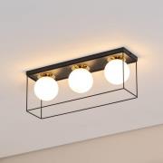 Plafondlamp Aroma, 3-lamps, zwart/wit/goud, staal