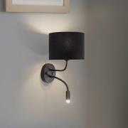 Wandlamp Roller, fluweel zwart, zwart, met leeslampje