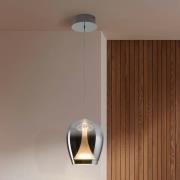 LED hanglamp Suspiro, Ø 18 cm, chroomkleurig/rookgrijs, glas