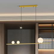 LED hanglamp Mila, goudkleurig, lengte 120 cm, 3-lamps.