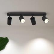 Calex GU10-plafondspot, zwart, lengte 49 cm, 4-lamps, metaal