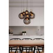 By Rydens hanglamp Laura, Ø 54 cm, 7-lamps, rookgrijs