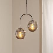 Portemo hanglamp, rookgrijs/nikkel, Ø 37 cm, 2-lamps glas