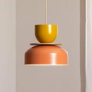 Hanglamp Uto, koraal/geel, Ø 30 cm, metaal