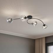 Vibra plafondlamp, rookgrijs/zwart, lengte 110 cm, 4-lamps.