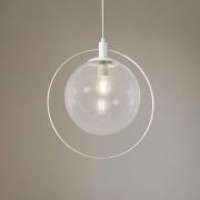 Hanglamp Aura, wit, metaal, glas, helder, E27