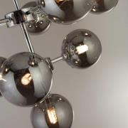 Hanglamp Zarath, rookgrijs, glas, 9-lamps, Ø 49 cm