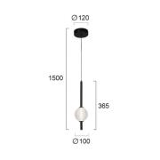 LED hanglamp Abeona, Ø 10 cm, zwart/helder, metaal/glas