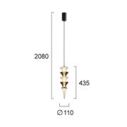 LED hanglamp Venera, hoogte 43 cm, wit/bruin, glas