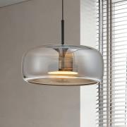 LED hanglamp Deco, rookgrijs/zwart, Ø 33 cm, glas