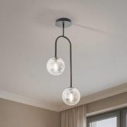 Atria plafondlamp, rookgrijs/zwart, hoogte 76 cm, 2-lamps.