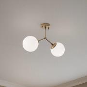 Plafondlamp Damar, goud, glas, 2-lamps, lengte 44 cm, E27