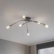 Plafondlamp Banana, zwart, metaal, 67 cm, 6-lamps, E27