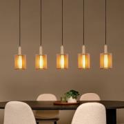 Hanglamp Lambres, taupe, lengte 164 cm, glas/metaal 5-lamps.